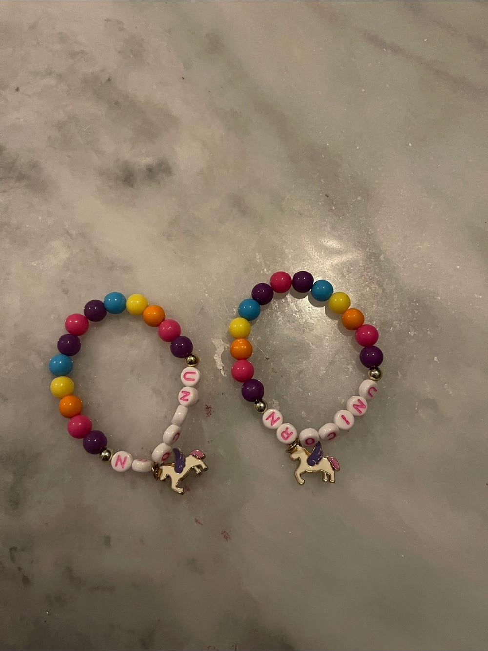 2Pc Unbranded Kids Rainbow Unicorn Bracelet
